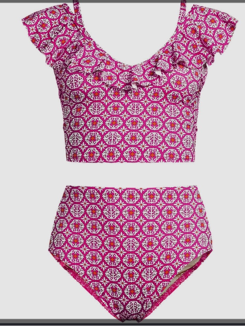 Womens Long Torso LE X T And T The Tegan Ruffle Tankini Set